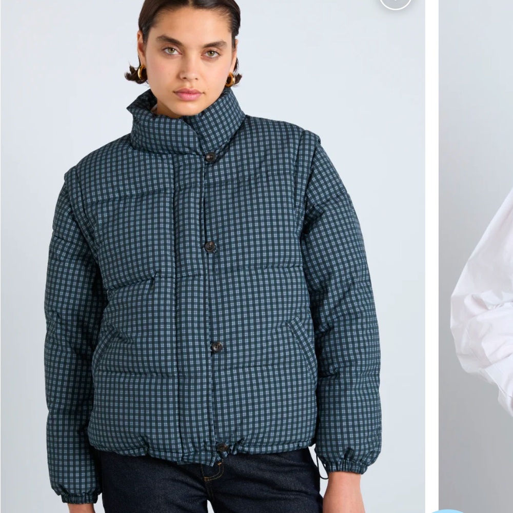 Damson Madder Navy Pearl Gingham Check Puffer -- uk 12 / us 8